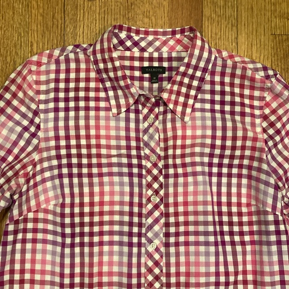 Talbots Red Plaid Cotton Button Down Top Size Medium - Picture 11 of 13